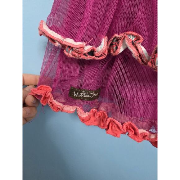 Matilda Jane Size 2 Freja Dress Burgundy Tulle Layered Tutu Skirt Floral - Picture 6 of 7